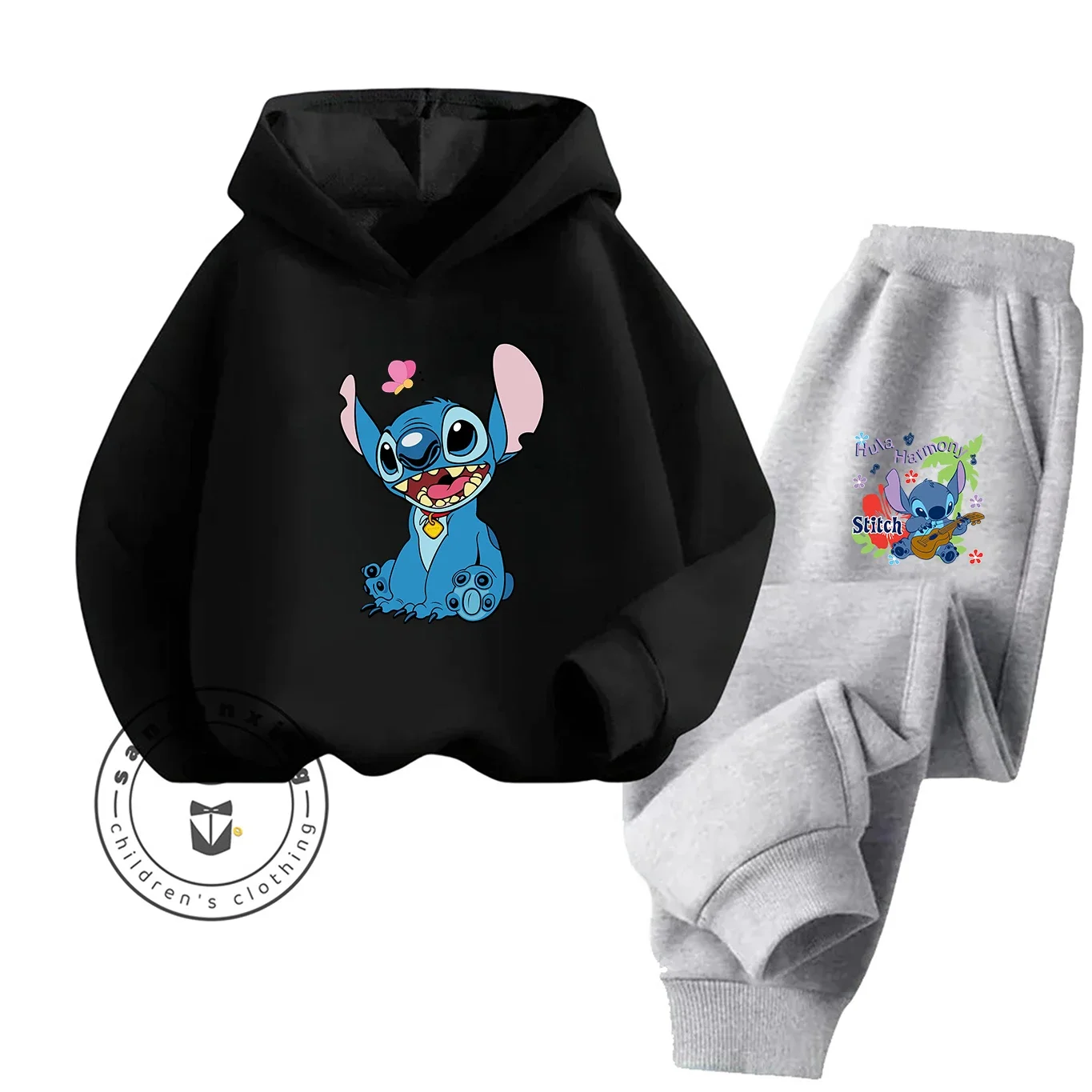 رائجة البيع غرزة 2D الكرتون مطبوعة هوديي مجموعة 2025 موضة جديدة عادية الخريف الشتاء الزي للبنين بنات الأطفال المراهقين #2