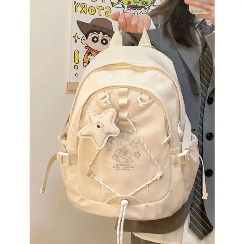 Miyagawa High School Student Girl Backpack with Star Pendant Lightweight Backpack Sweet Fashion Preppy Style Backpacks