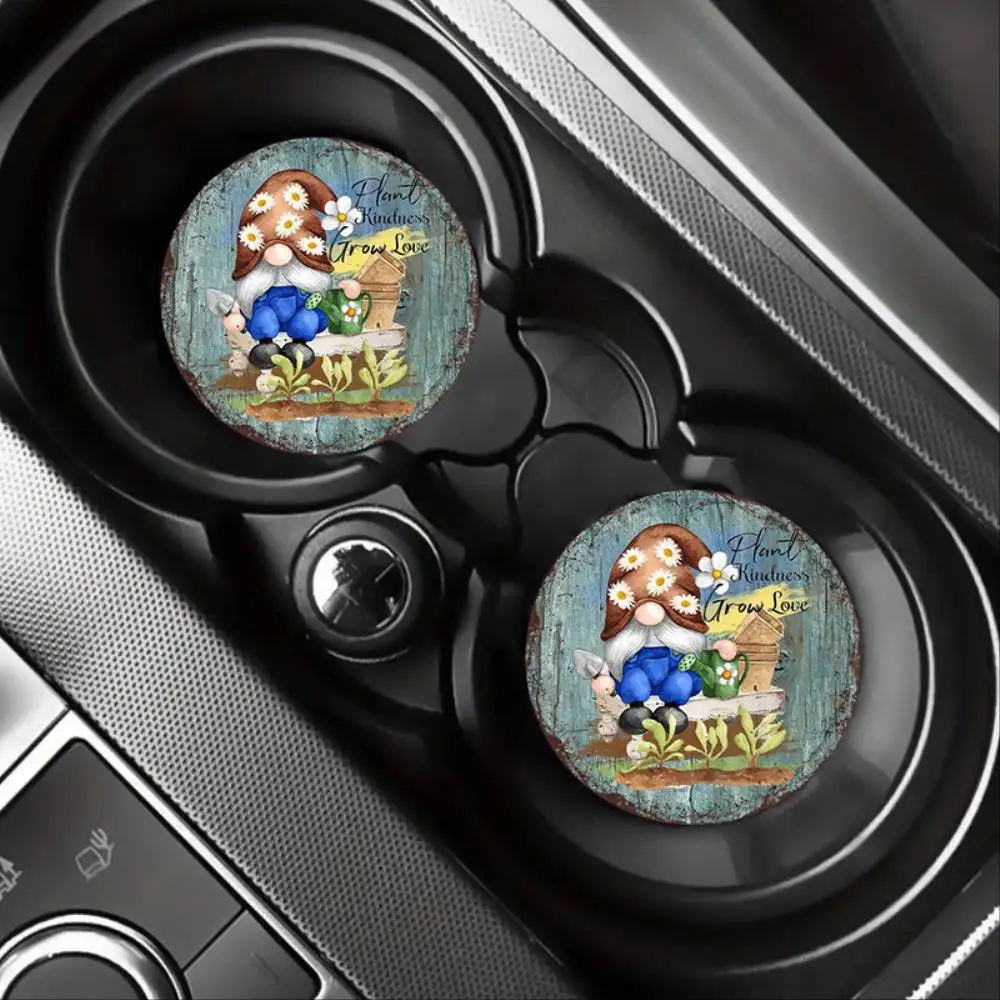 Daisy Gnome EVA Car Coasters Circular Cup Holder Decor Spring Decor & Party Gift