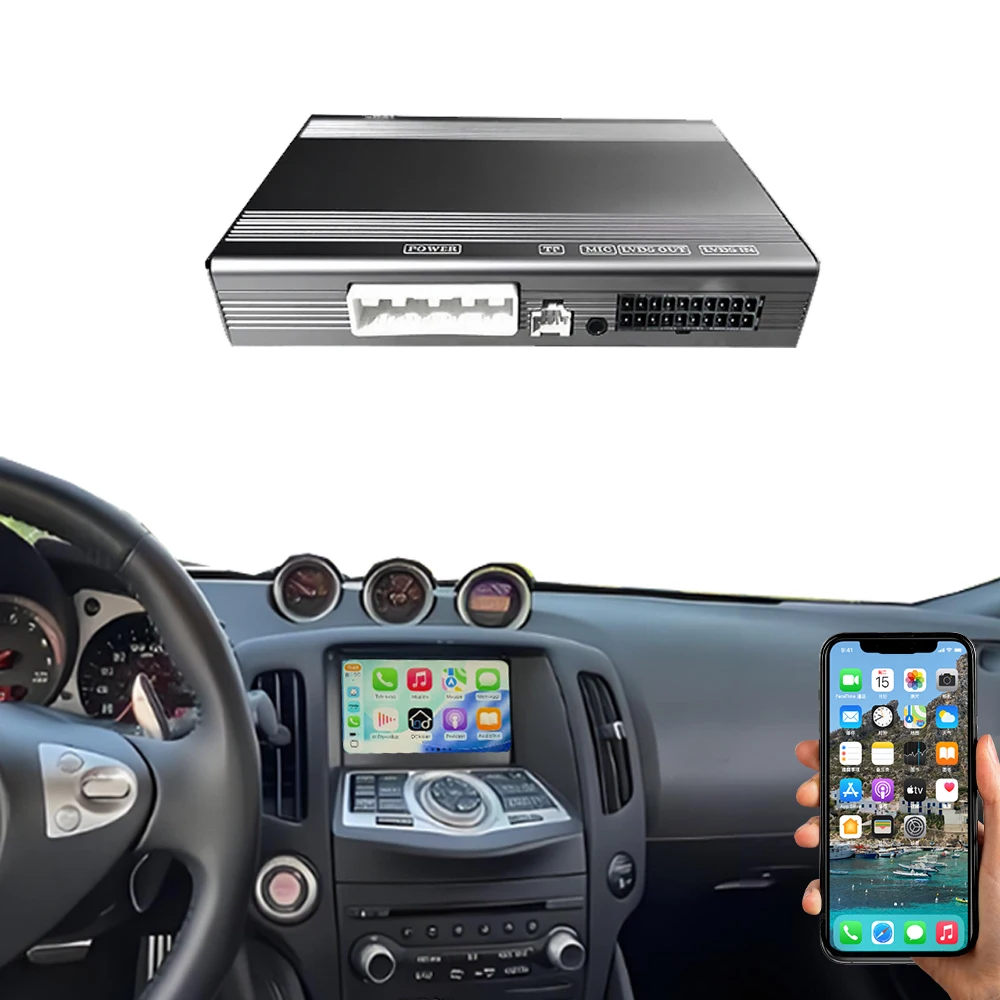 Dckloer OEM Wireless Apple Carplay & Android Auto Module for Nissan 370Z 2010-2019 Voice Control (Siri Google) Parking Camera