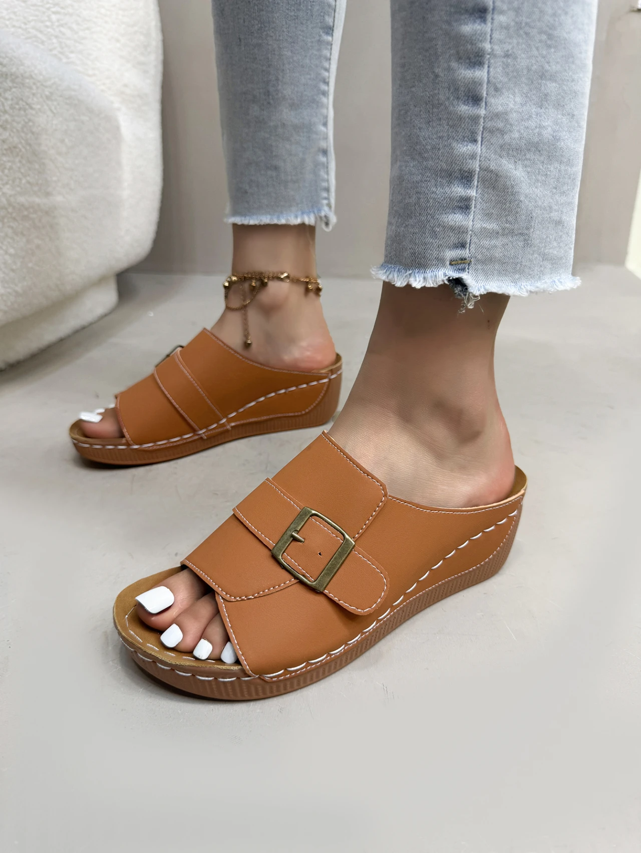 Comfortable Summer Rubber Wedge Slippers