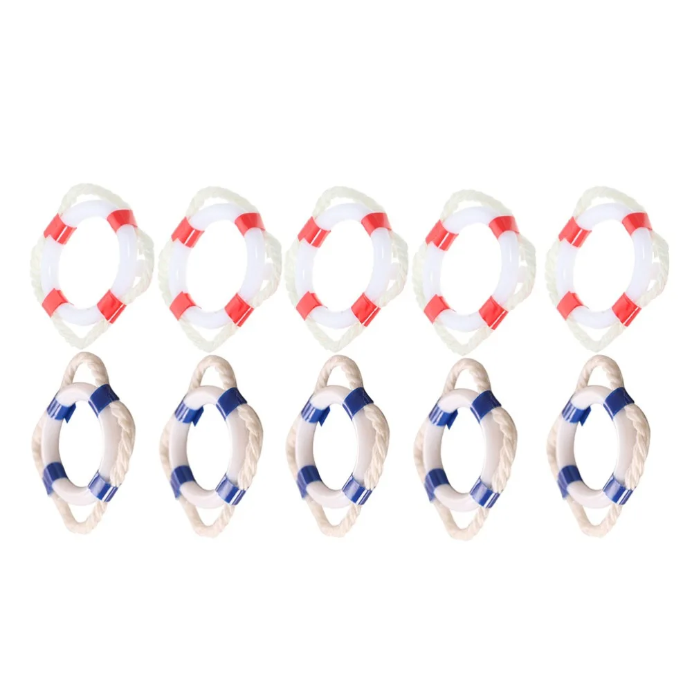 5pcs Mini Swimming Ring Lifebuoy Model Mediterranean Beach Scene Miniature Landscape Decoration Pool Float Accessory Craft