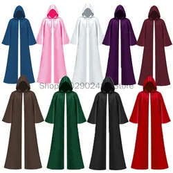 Medieval Men Women Tunic Hooded Robe Cloak Knight Cosplay Costume Wizard Vampire Robe Cloak Cape Monk Fancy Halloween