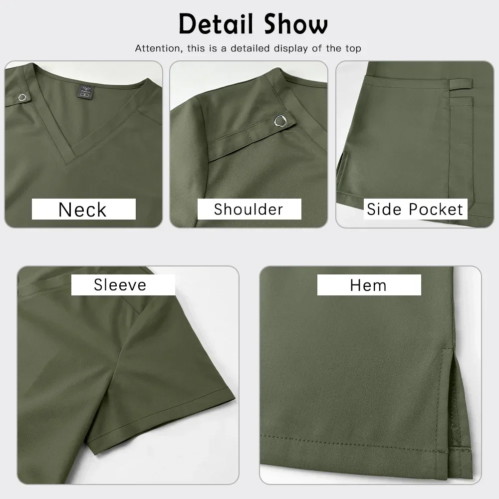 Women Men Work Uniform Medical Uniforms V-neck Pockets Scrubs Set Dental Hospital Doctor Nurse Workwear Nursing Surgery Workwear