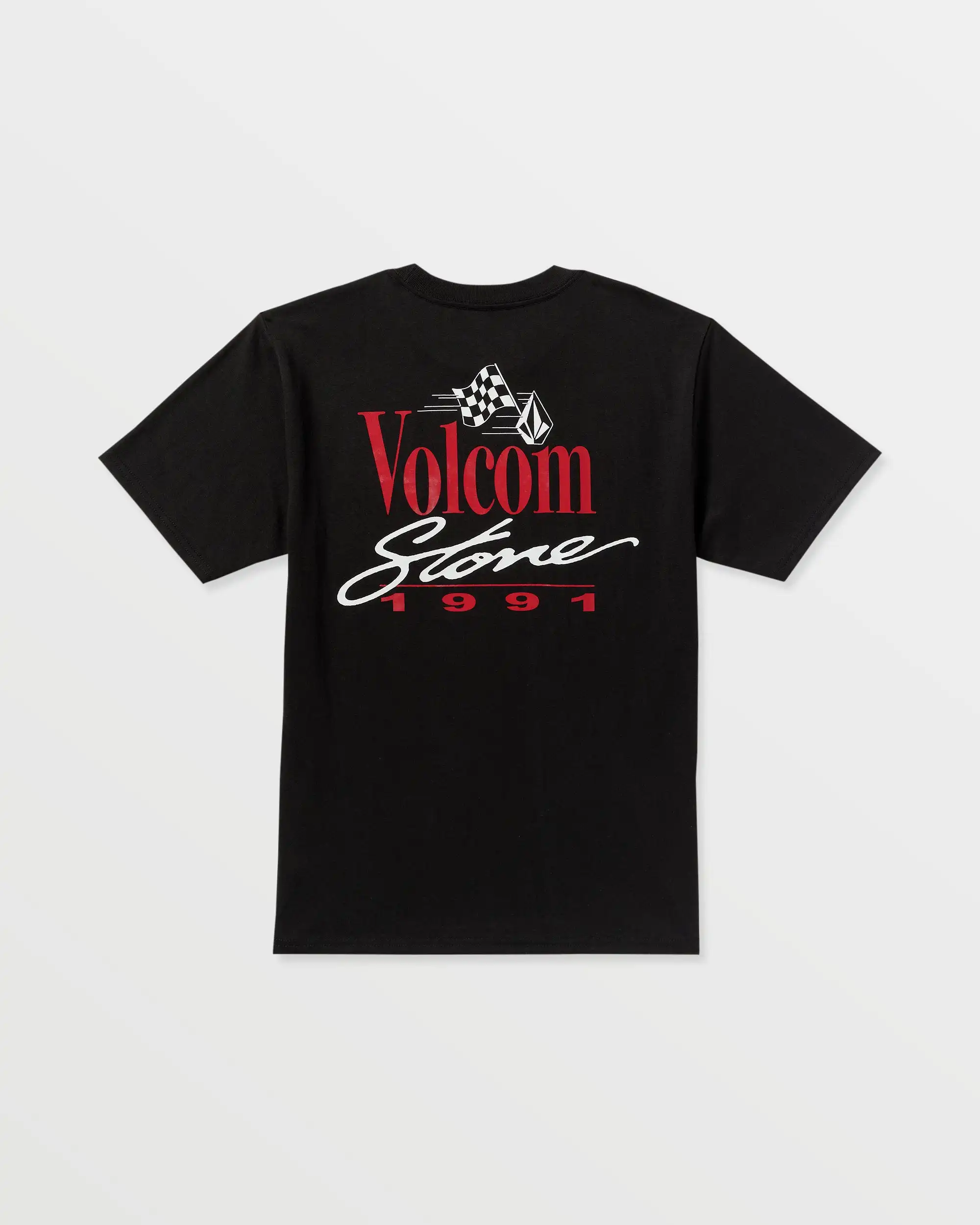 2026 New Volcom Vintage 1991 Checkered Flag Skateboard T Shirt Oversized Unisex Streetwear Racing Flag Retro Skate Graphic Tee