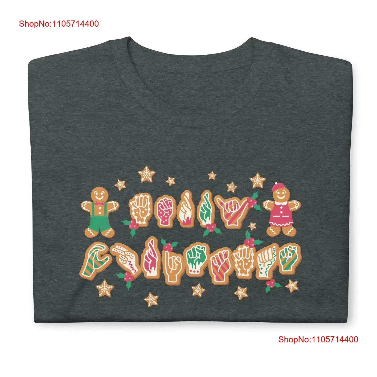 ASL Christmas Cookie T Shirt Signing Xmas Hand Sign Language Deaf Gingerbread Hands Teacher vintage Washed Stylish streetwear