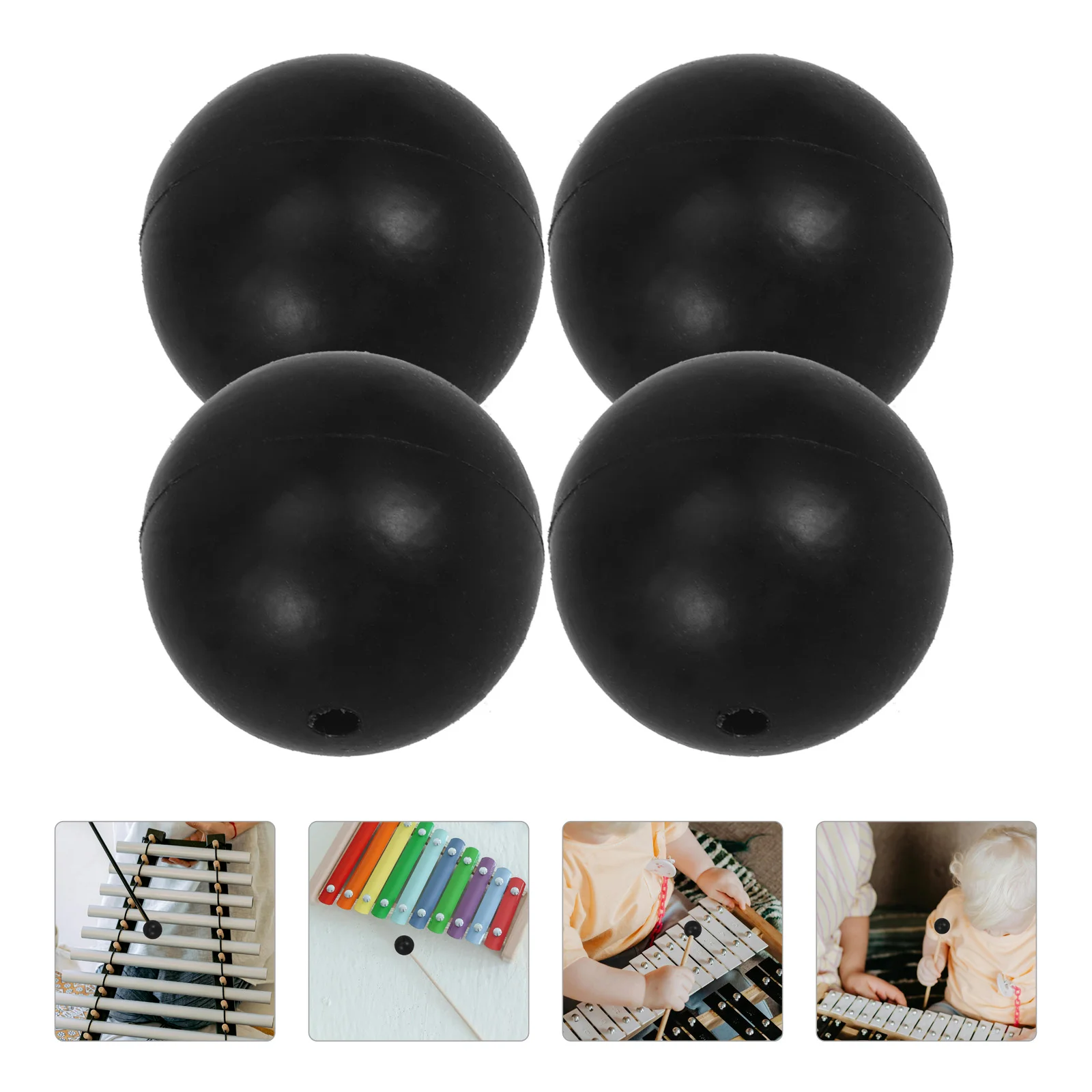 4 Pcs Drumset Sticks Rubber Head Ethereal Drumstick Part Massage Percussion Instrument Black Parts