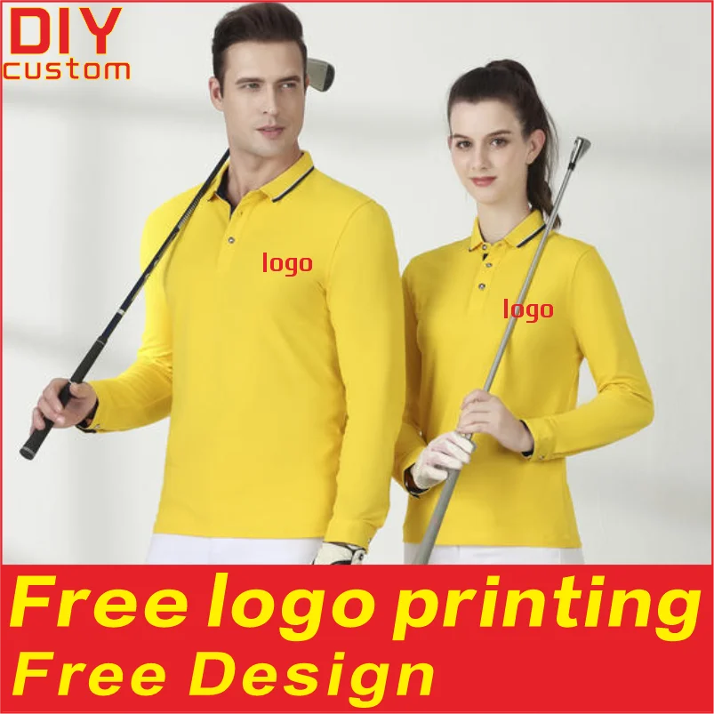 

Cotton long sleeved T-shirt shirt polo shirt can print embroidered logo Spring and Autumn men's and women's work clothes