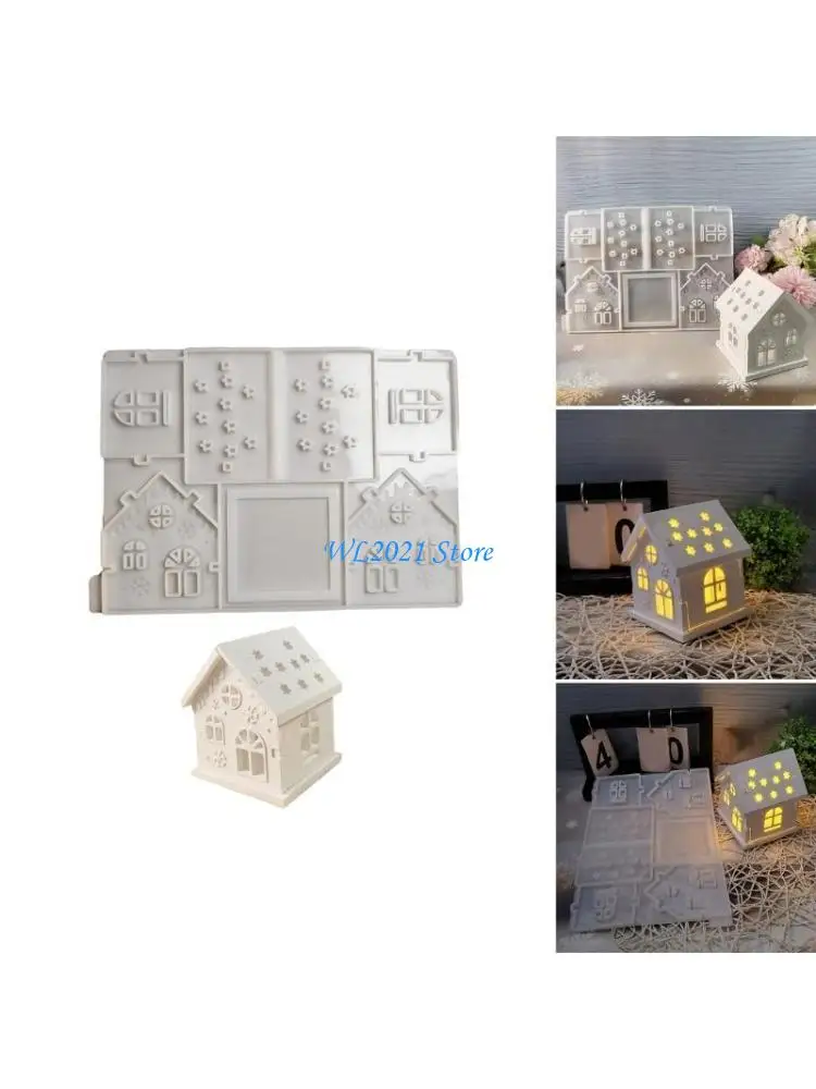 

G5GC Creative Christmas Village House Castes Mold Sturdy Silicone Art Supplies Tool