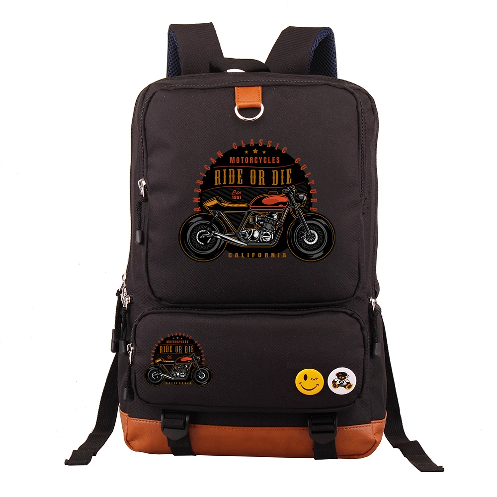 

2026 Motorcycle Skull Laptop Backpack Large Capacity Casual Business Travel Student School Bag Double Shoulder Bag for Middle Sc