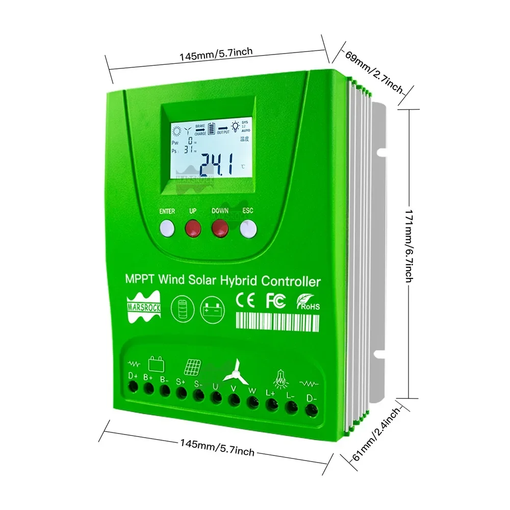 

20KW Max 10KW MPPT Hybrid Controller - 12V/24V/48V Built In Bluetooth Home Wind Solar System