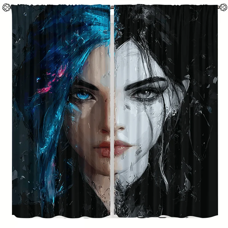 Aesthetic Anime Pop Art Portrait Curtain Window Curtain Living Room Decor Digital Print Modern Art Room Divider Curtain Home