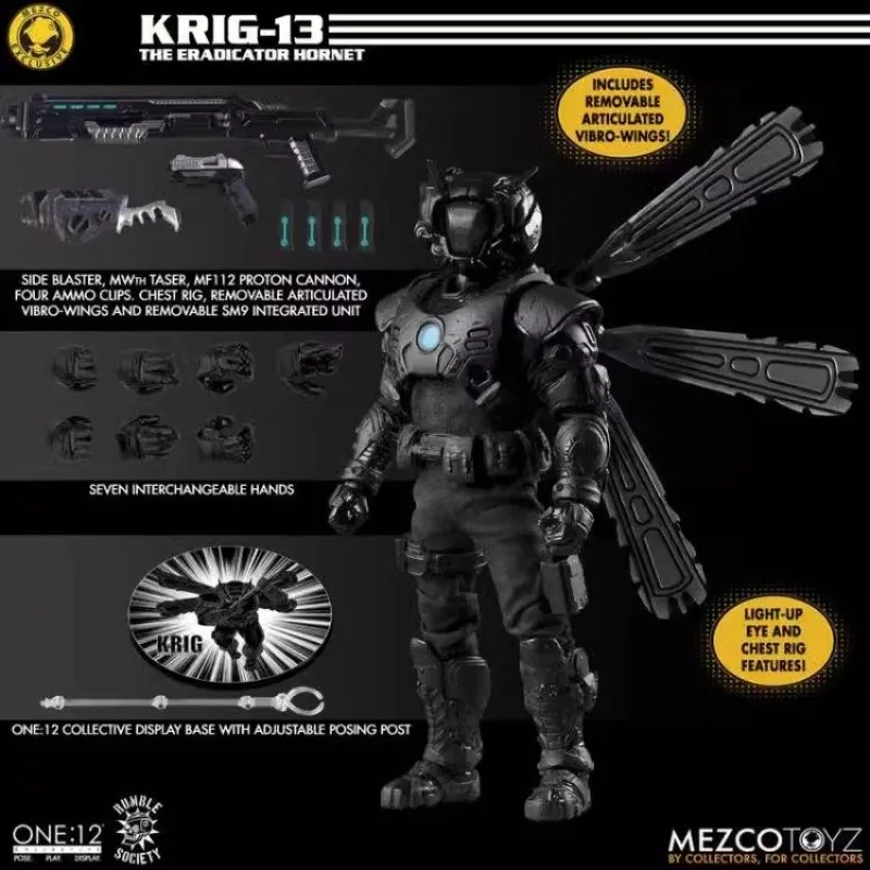 MEZCO 1/12 Gotowy Produkt Ruchoma Figurka Wysokiej Jakości Spartan Krig Eradicator Black Bee Anime Zabawki Model Prezent Festiwalowy dla Chłopców