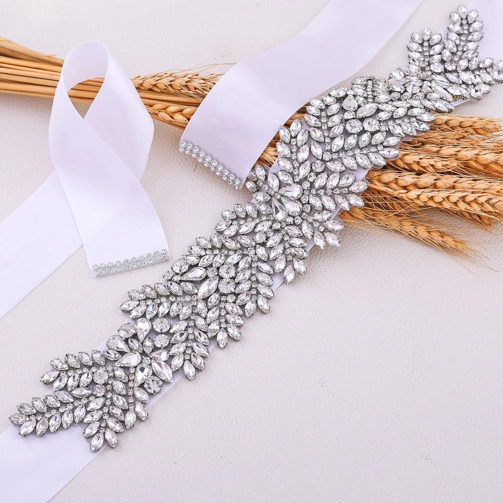 Handgemaakte Strass Parels Sjerpen Wedding Belt Crystal Bridal Riem Sliver Steentjes Bridal Sash Voor Trouwjurk Accessoires