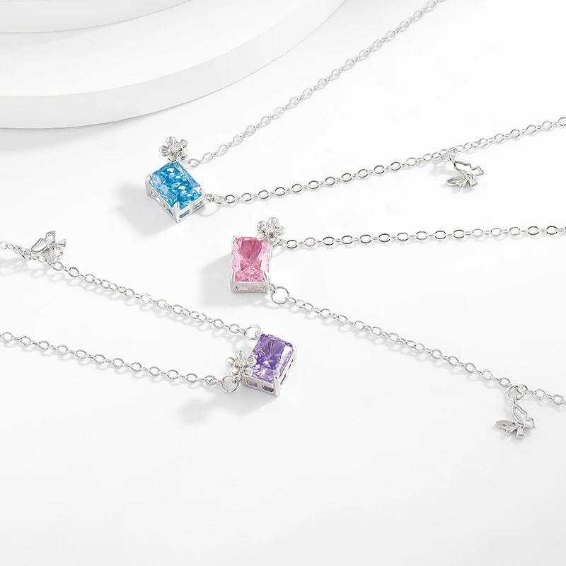 

100% 925 pure silver ice flower cut flower pendant - butterfly necklace - fashionable jewelry for ladies - suitable as a gift