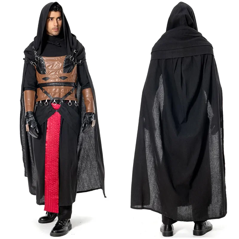 RT01 Darth Revan Cosplay Anime Costume Jumpsuit Balck Cloak Outfits Fantasia Men Halloween Carnival Party Roleplay Disguise &Gf1