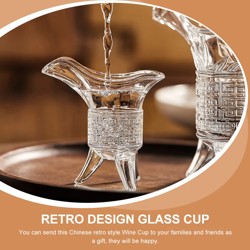 

1Set Retro Tripod Cup Chinese Design Wine Glass Set Stylish Easy Clean Multi Function Household Restaurant Hotel