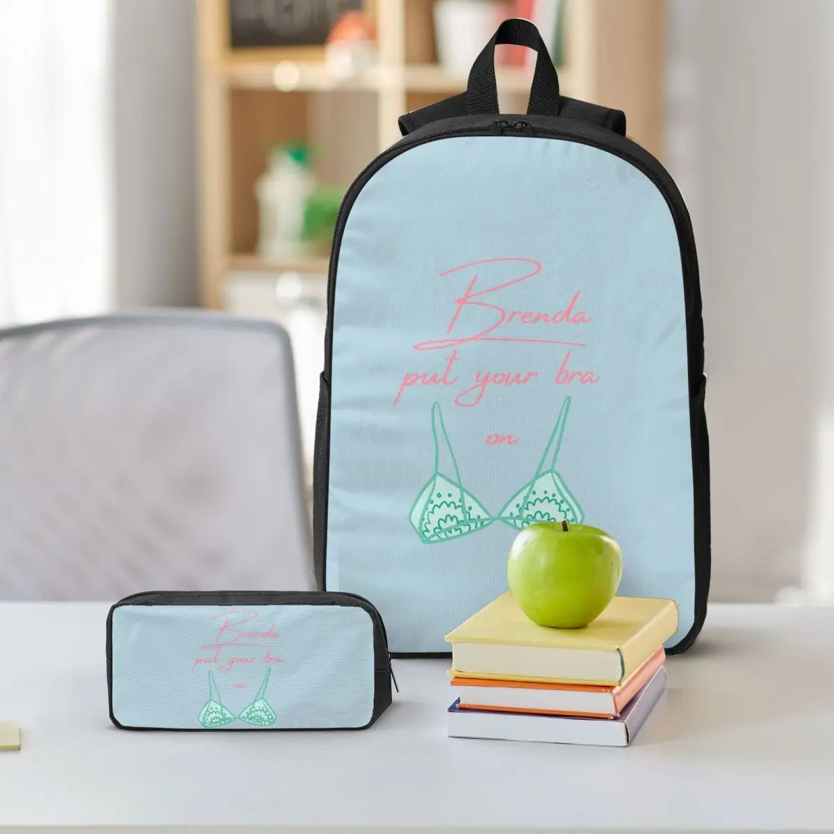 Brenda Put Your Bra On Backpack Student BookBag School Bag Shoulder Bags 3ps Insulated Lunch Bag Pencil Case