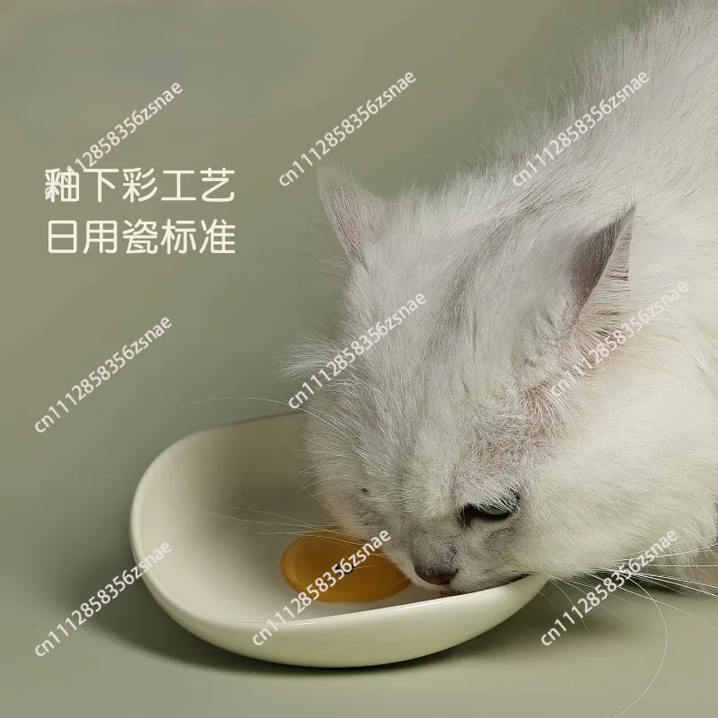 Christmas gift for cats,egg ceramic plate pet bowl large caliber underglaze color anti-black chin microwave oven available