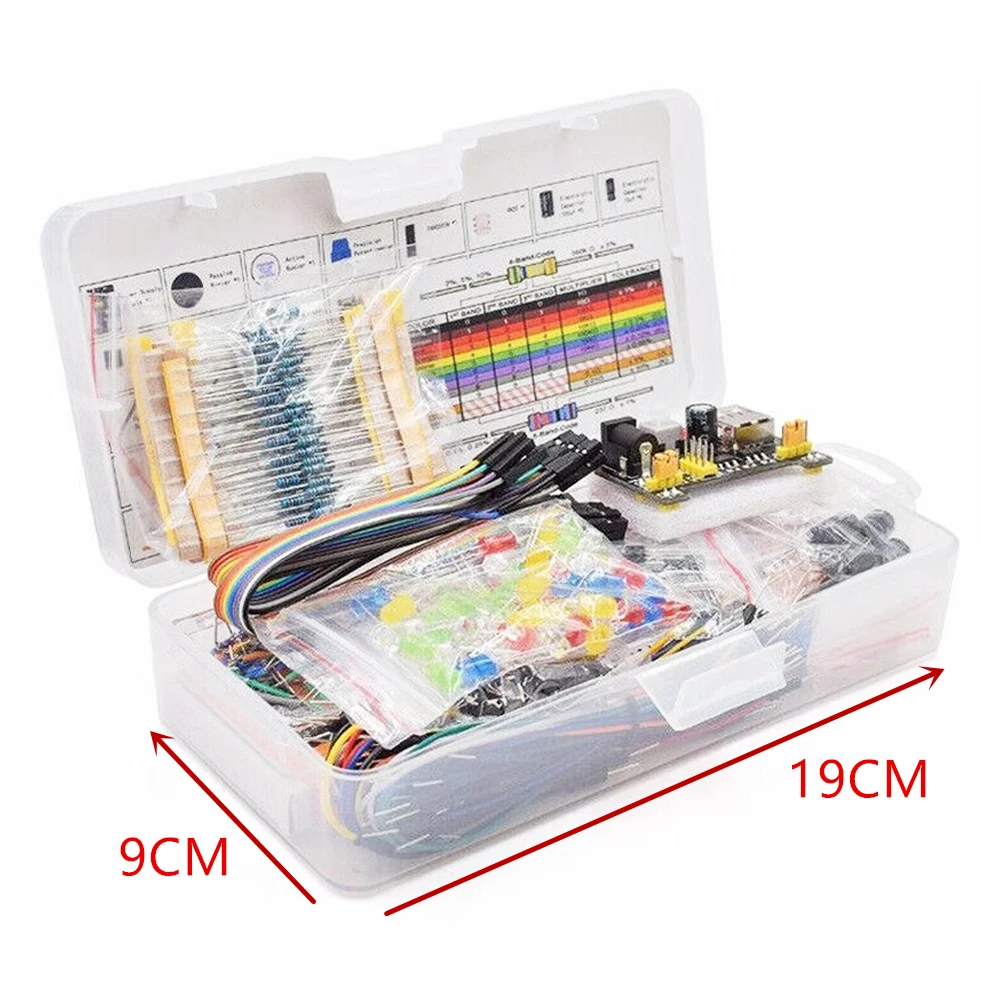 DIY Electronic Project Starter Kit com caixa, Arduino UNO R3, Conjunto de Componentes Eletrônicos, Breadboard, 830 Tie Points