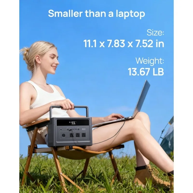 

Portable Power Station 600W 1200W Surge 576Wh LiFePO4 Battery 100W USB-C PD Fast Charging Solar Generator for Camping RV Home