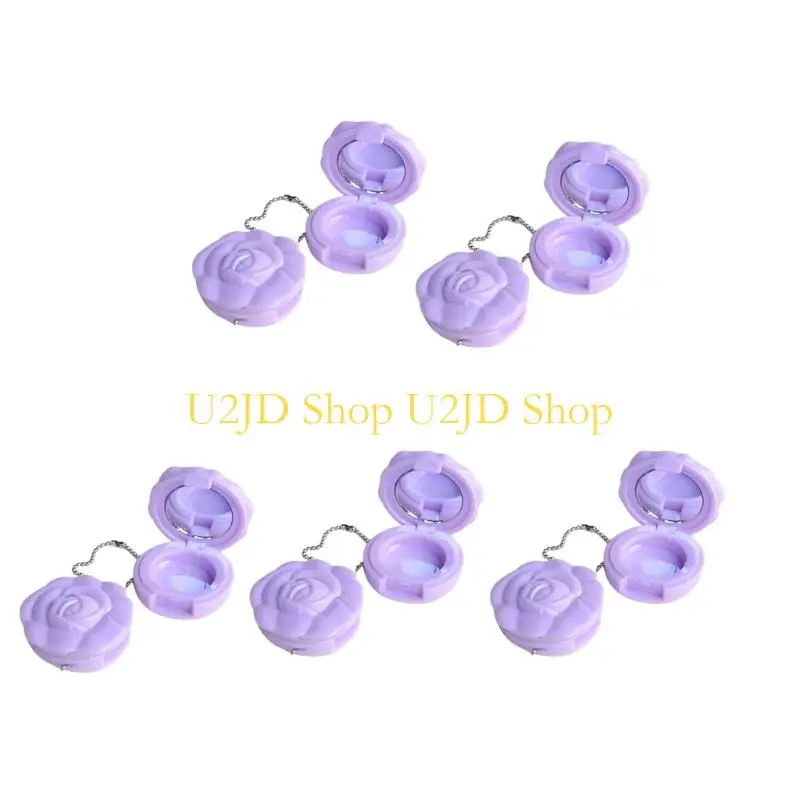 U2JD 10 -stcs Rose Design Mirror Lipstick Holder Compacte reisgrootte Cosmetische opslagcase voor lipgloss valentijnen aanwezig