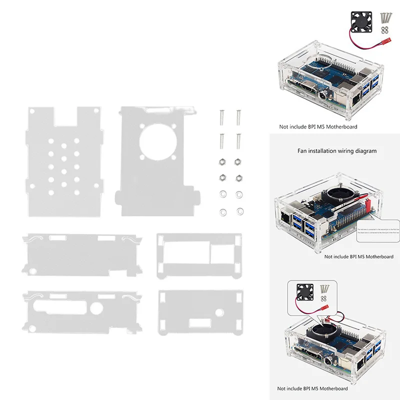 Casing akrilik Banana Pi M5, cangkang pelindung transparan untuk BPI-M5 Banana Pi, cangkang pelindung papan pengembangan