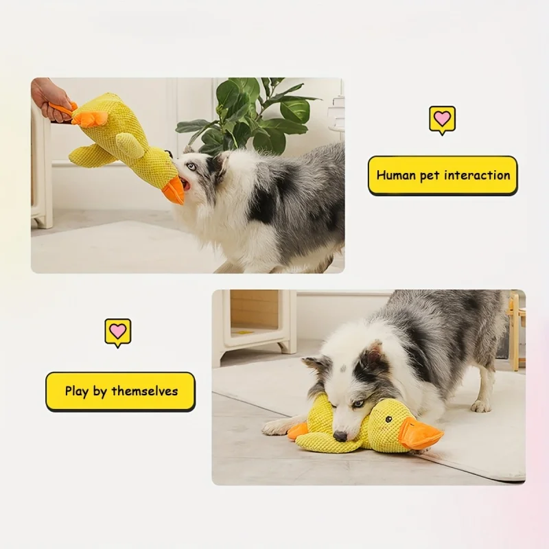 1pc Large Duck-Shaped Squeaky Plush Toy for Dogs - Teeth Cleaning, Durable ChewToy, Interactive Fun for Engaging Playtime