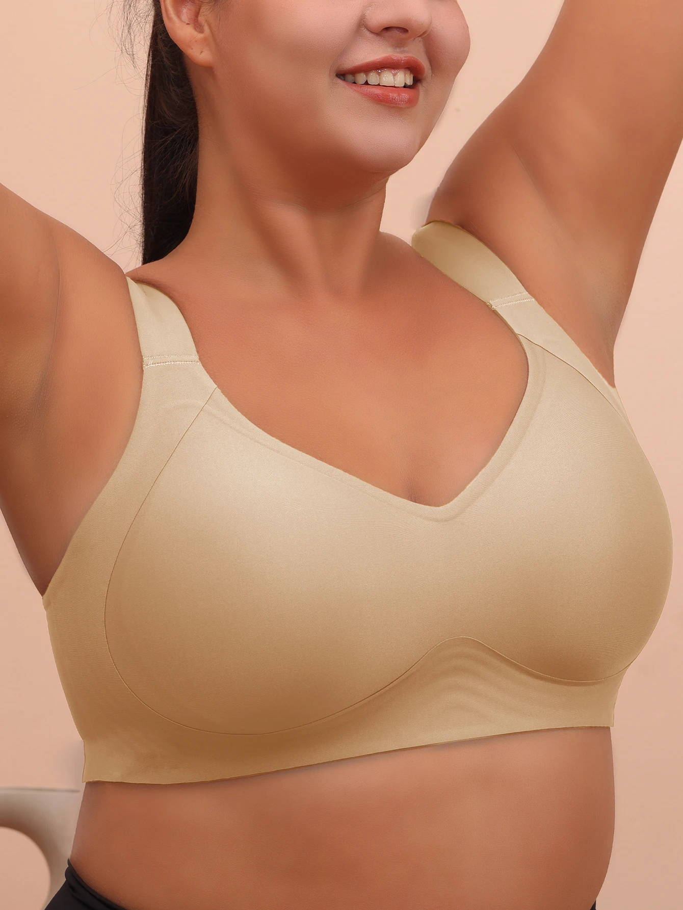 Women's plus size bra with no scars or steel rings gathered and gathered on the upper breast support thin soft support bra M-6XL