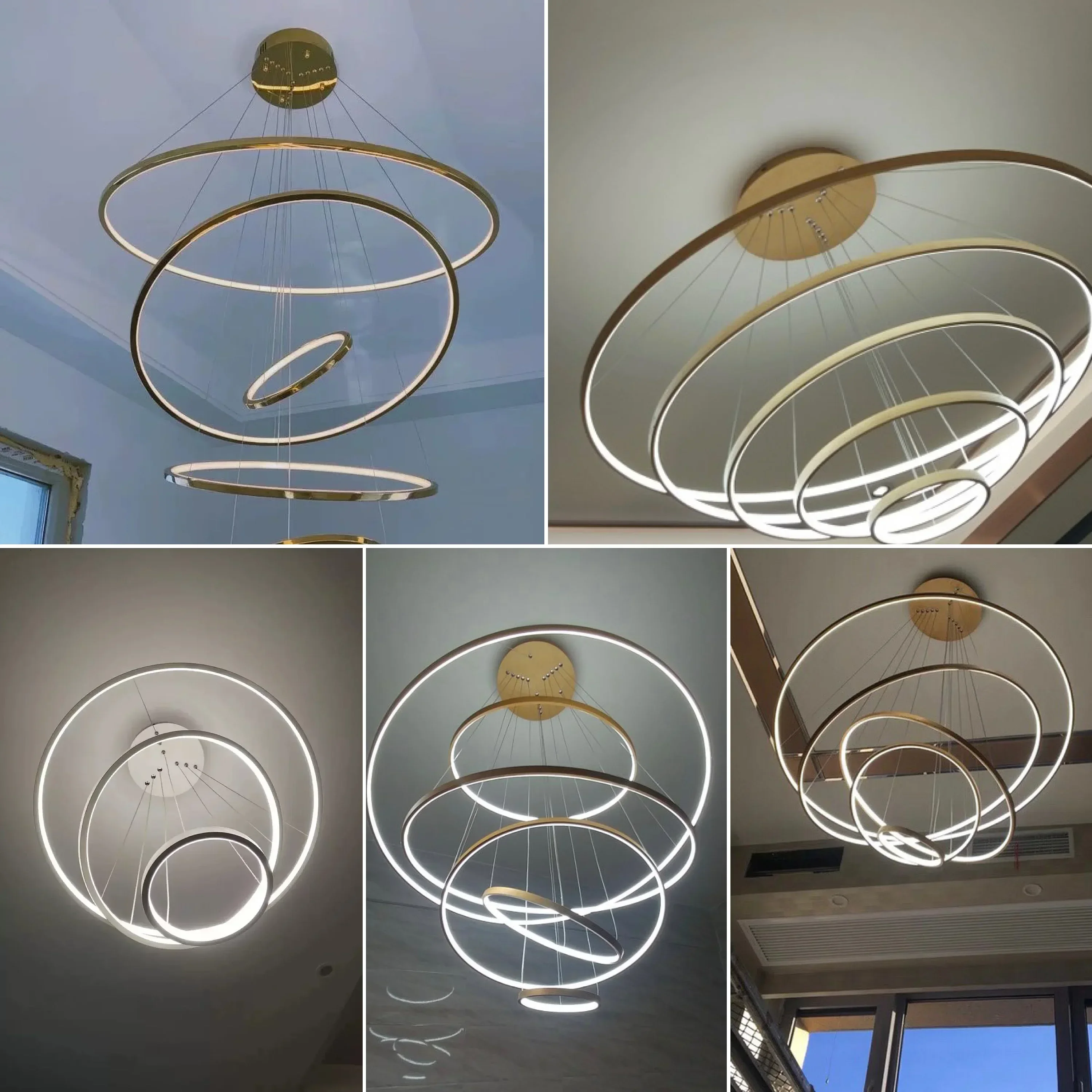Circle Rings LED Chandeliers Lights for Livingroom Bedroom Kitchen Restaurant Home Decor Hanging Luminous Fixture Lustre Pendant