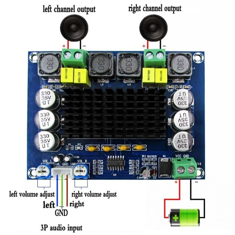 XH-M543 TPA3116D2 2*120W Dual Channel Digital Stereo Audio Power Amplifier Board High Power DIY 240W Amplificador Sound Board