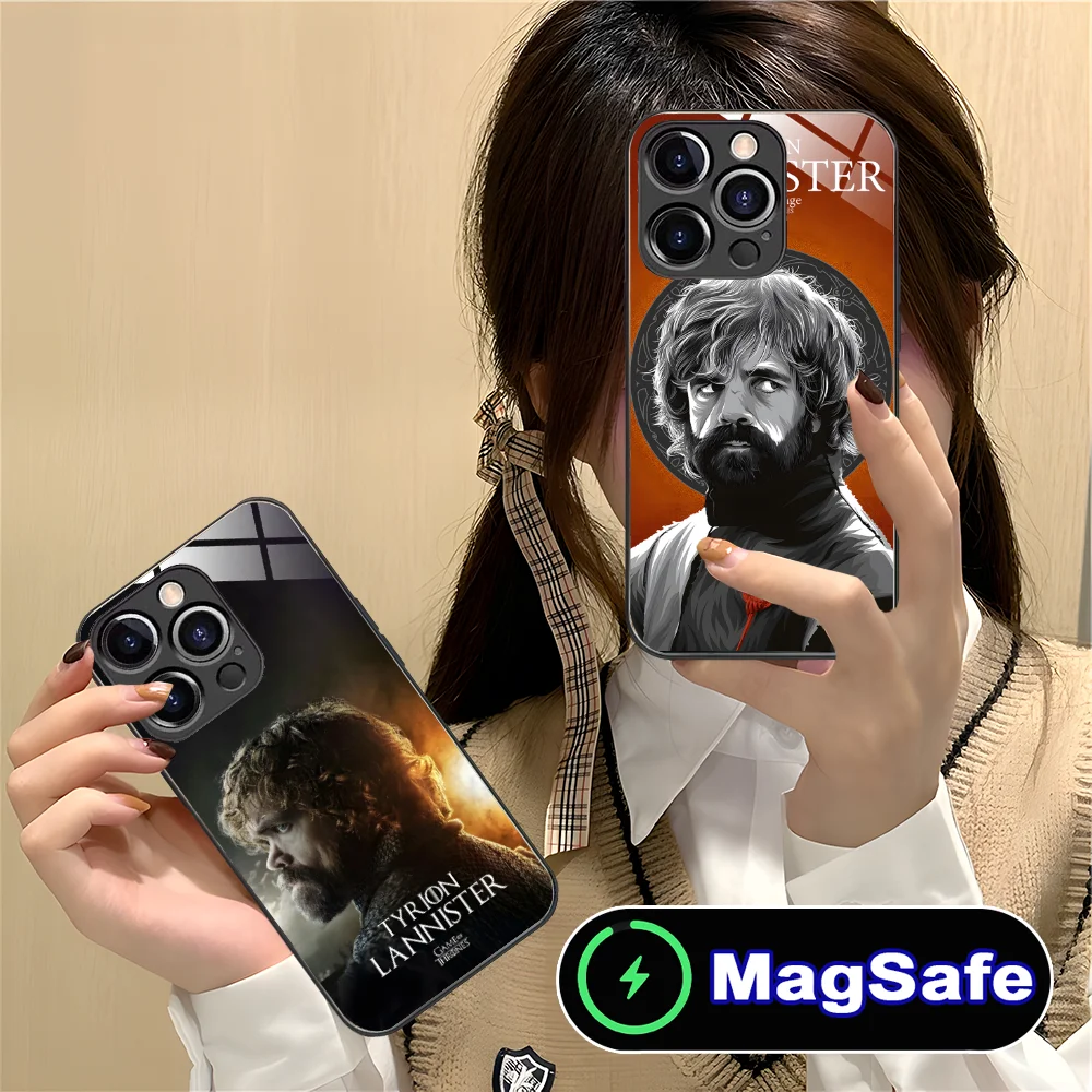 Чехол для телефона GOT Tyrion Lannister для iPhone 16, 15, 14, 13, 12, 11 Pro Max Plus Mini MagSafe, стеклянный чехол для беспроводной зарядки смартфона