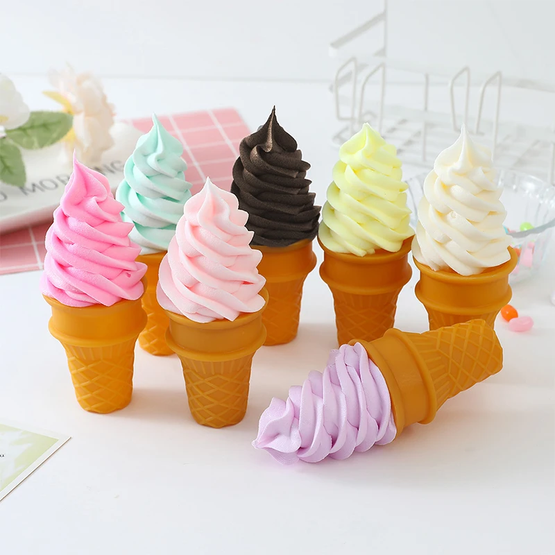 Simulation Crispy Ice Cream Model Artificial Food Model Fake Food Dessert Ice Cream Cone Photography Decorative Props Kids Toy