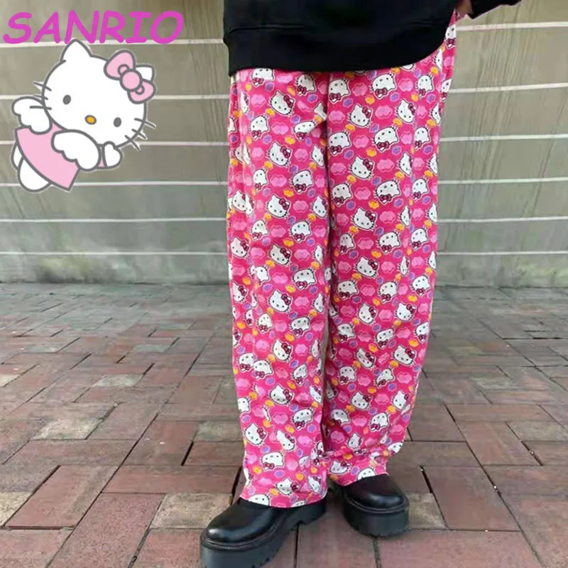 Sanrio Kawaii Hello Kitty Pajama Pants Cartoon Cute Comfortable Casual Pants Student Fashion Anime Loose Trousers Gift for Girl