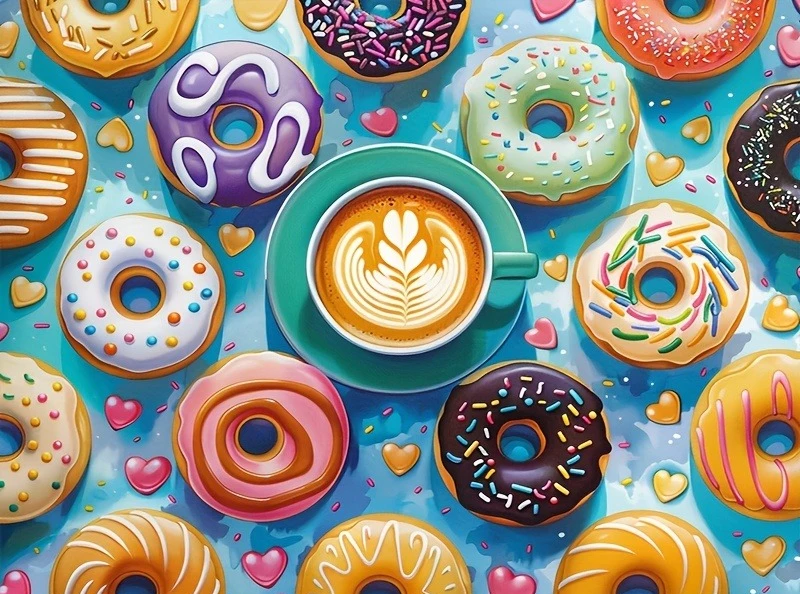 

Good Food Doughnuts 500/1000/1200/2000 PCS Jigsaw Puzzles Family Activity Games for Gameroom Bedroom Gifts Home Decor