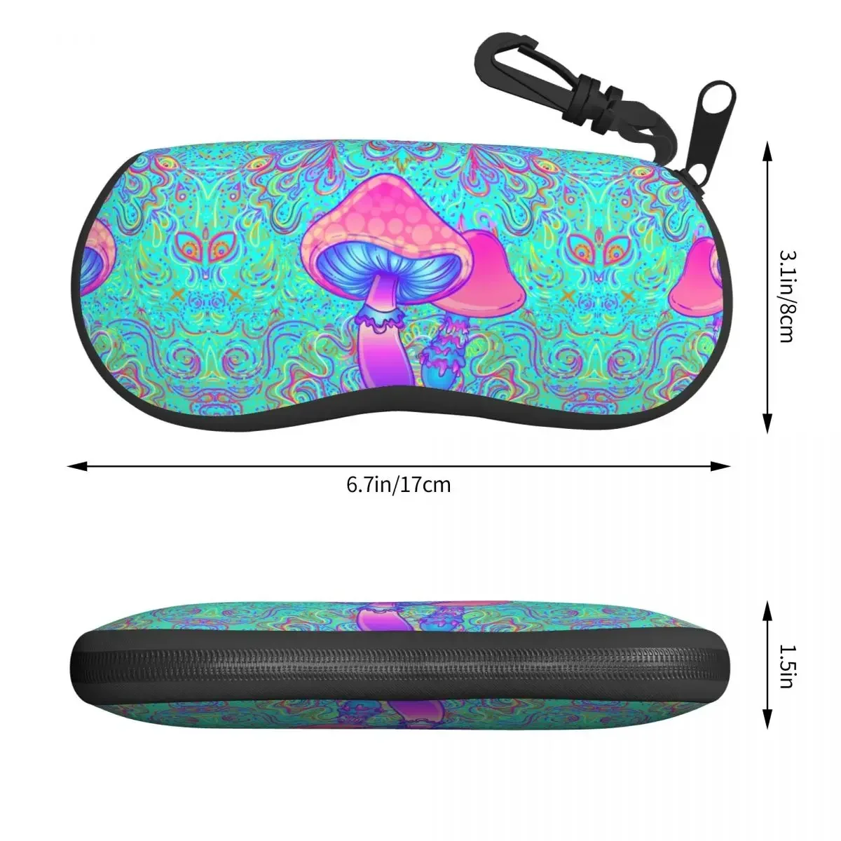 Magic Mushroom Trippy Psychedelic Neon Pastel Goth Shell Eyeglasses Protector Cases Cute Sunglass Case Glasses Bag