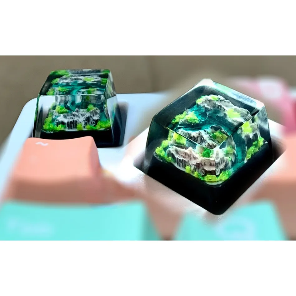 Handmade resin keycaps MX axis mechanical keyboard game translucent keycaps personalized creative nature scene keycaps