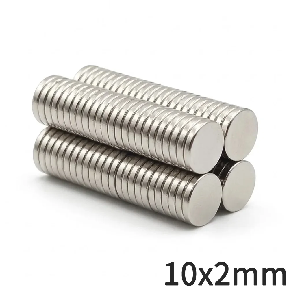 10-100Pcs 10x2 mm Magnet 10mm x 2mm Round Super Powerful Strong Permanent Magnetic Disc 10x2mm Ideal for Office, Fridge, Kitchen