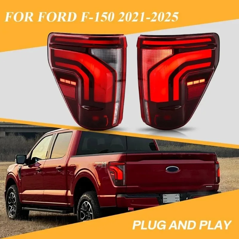 

Для Ford F150 2021-2025 пара светодиодных задних фонарей, последовательные задние фонари с прозрачными линзами
