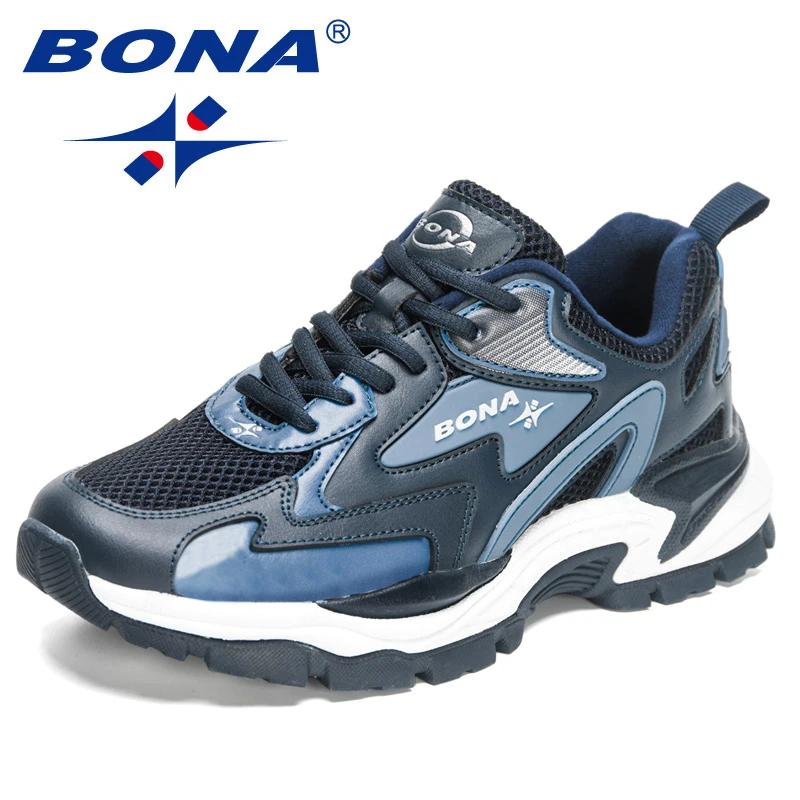 BONA 2023 New Designers Mesh Running Shoes Breathable Training Shoes Men Lightweight Sneakers Non-Slip Tennis Walking Shoes Man