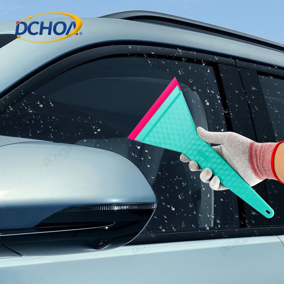 DCHOA Long Straight Handle Water Scraper Car Window Cleaning Vinyl Wrap Squeegee Auto Detailing Film Installation Tool