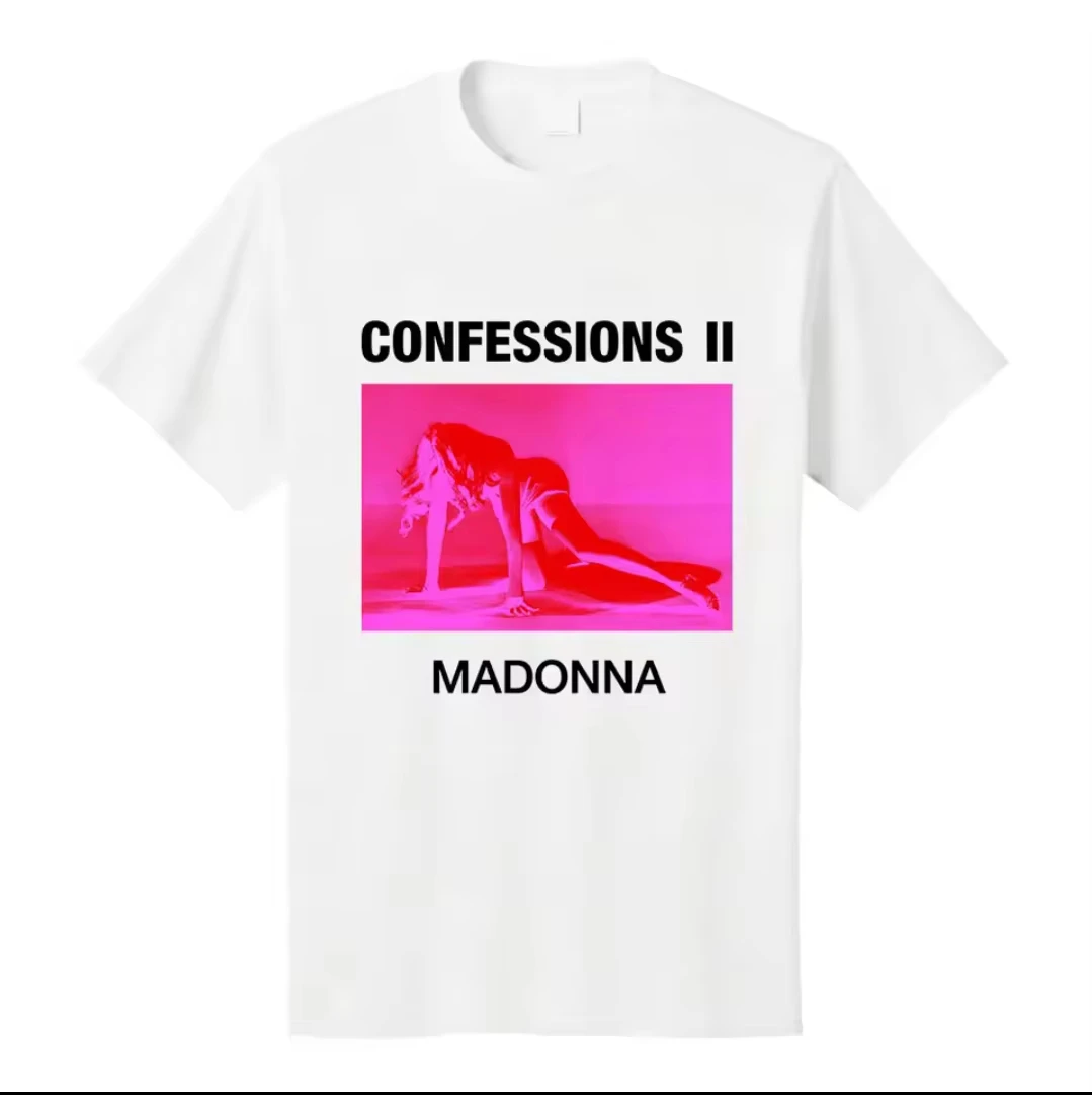 Unisex Couple Crew Neck Short Sleeve Summer Printed T-shirt With Madonna CONFESSIONS II Prints T-shirt