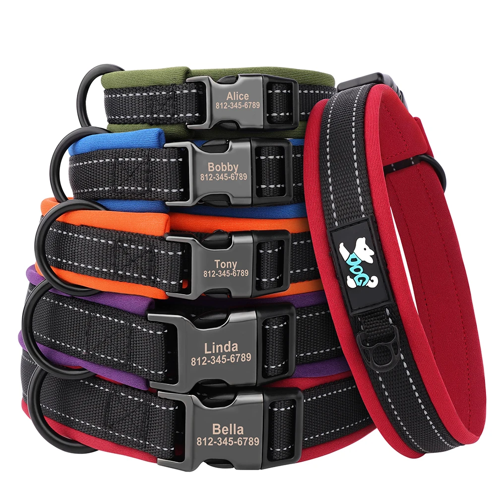 Collar de perro personalizado, - Reflective Dog Collar Personalized Engraved reseña y precio