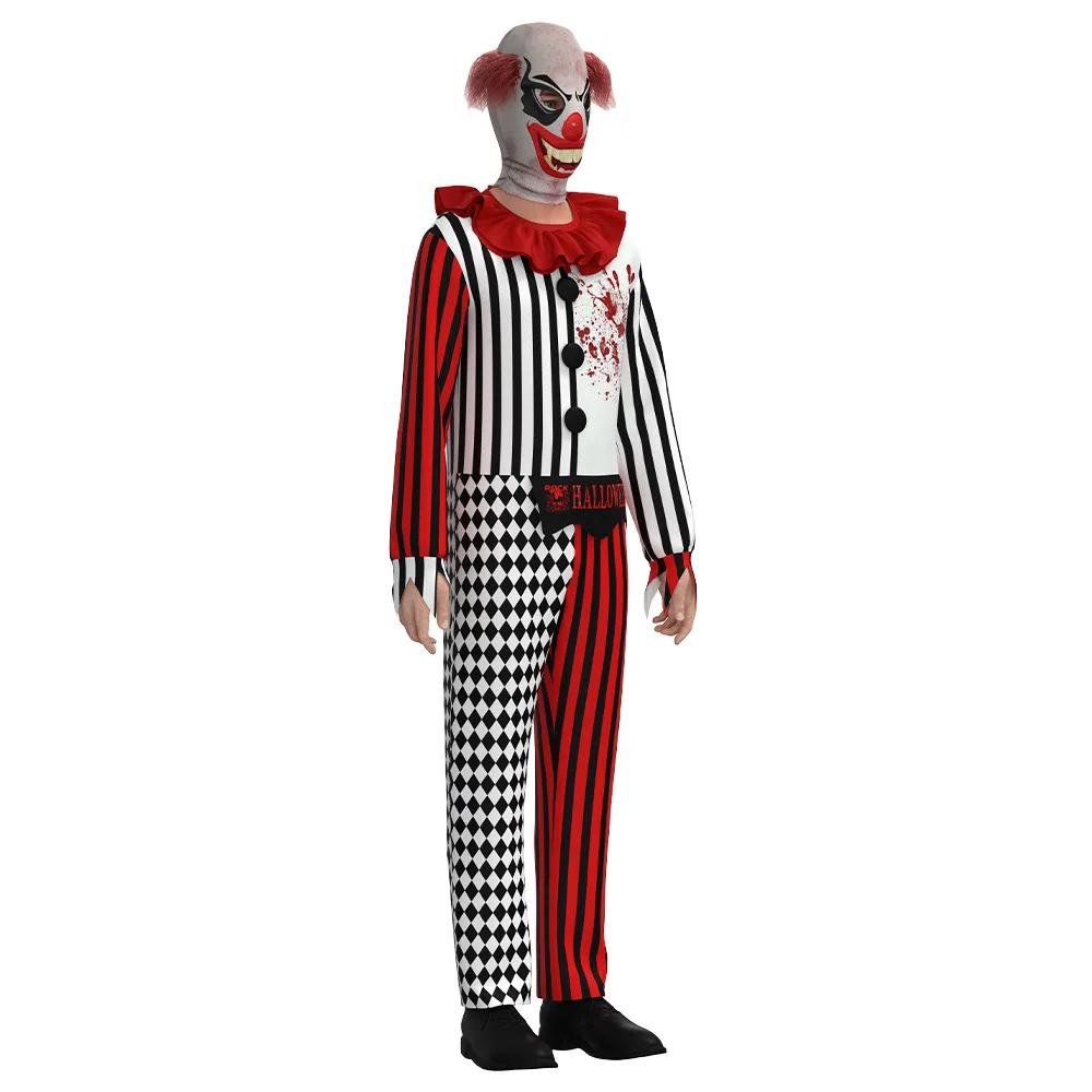 

Halloween Clown Cosplay Children's Jumpsuit Set One-Piece Suit Costume for Kids Party Performance Traditional Chinese Style