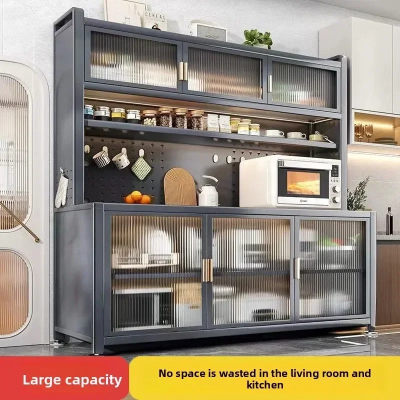 Durable Kitchen Slate Meal Side Storage Cabinet Locker Multi-layer Door Microwave Oven Floor Pot Cupboard Multifunctional Shelf