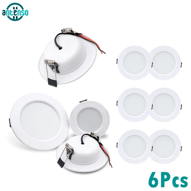 6Pcs/lot Recessed Led Downlight  5W 9W 12W 15W 18W Ceiling Light AC110V 220V DC12V 24V Lights Suitable for Kitchen Bathroom Mall