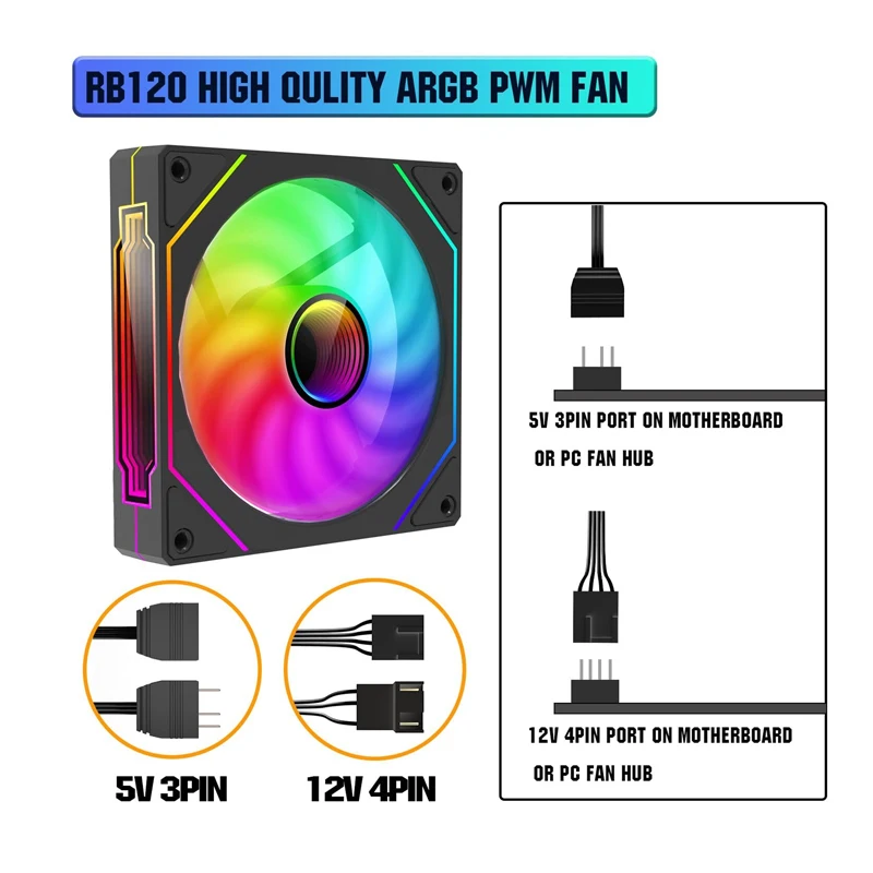 Prism 4Pro ARGB PC Case Fan 120mm Espejo infinito 3PIN Placa base Sincronización de iluminación 4PIN PWM