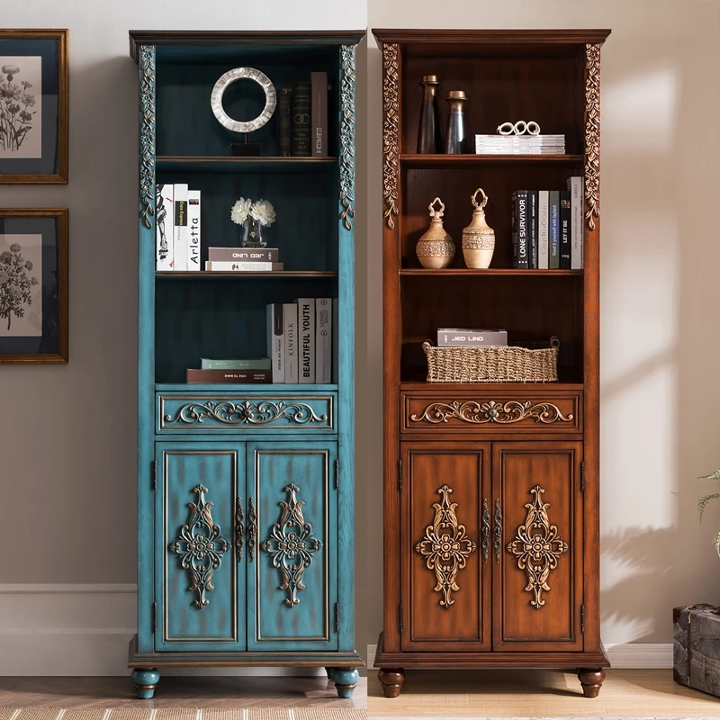 

Sideboard Cabinet Solid Wood European Style Clothes Closet Bookcase Wine Cabinet Painted Hallway High Locker Corner Cabinet