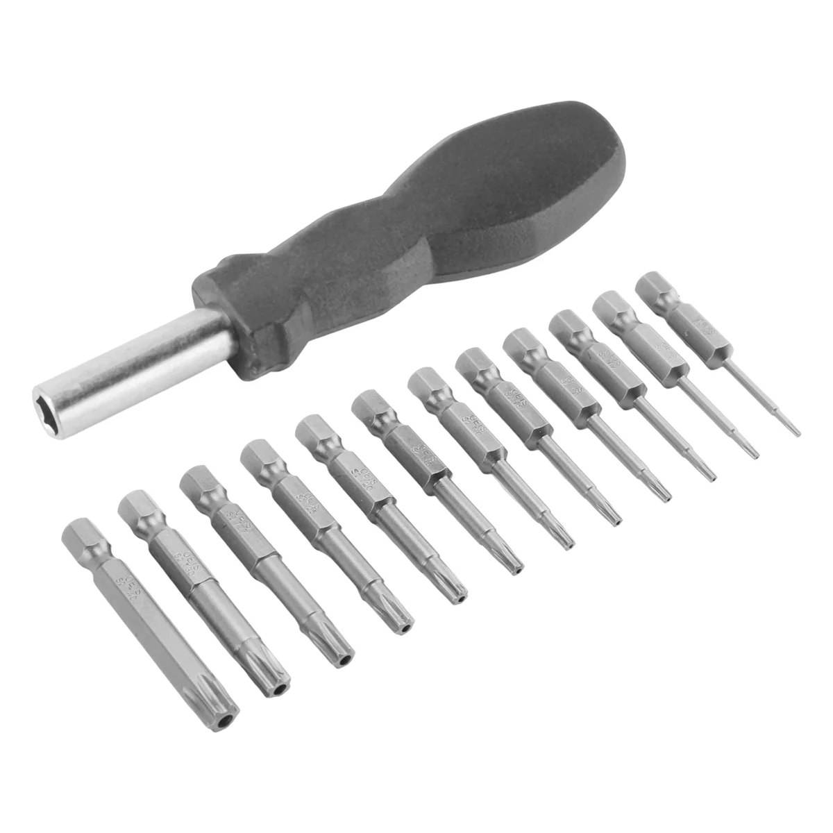 Set di punte per cacciavite a testa Torx da 12 pezzi Kit di attrezzi per cacciavite a stella T5-T40 con gambo esagonale da 1/4 pollici con manico da 1 confezione