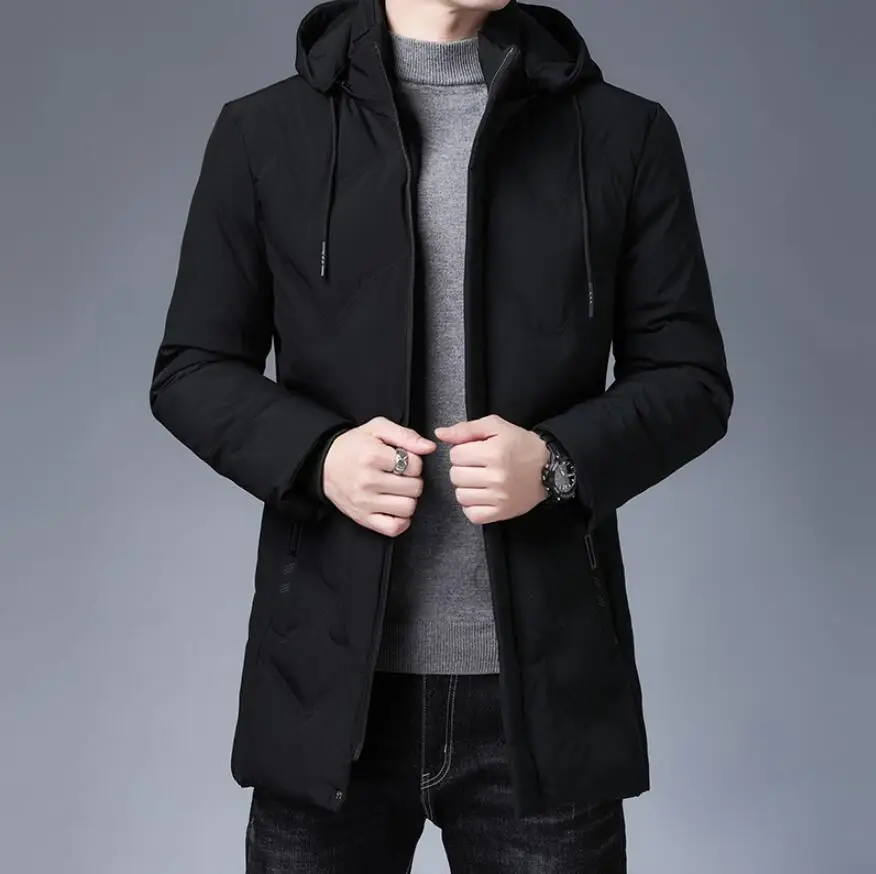 Veste à capuche longue et épaisse pour hommes, Parkas décontractées, Coupe-vent d'hiver, Combinaison de vêtements d'extérieur, Vêtements de qualité supérieure, Nouvelle marque de mode